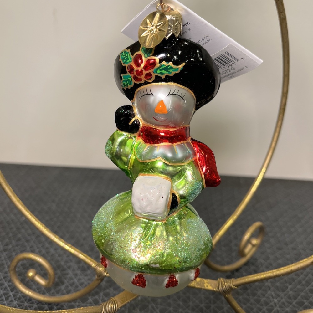 CHRISTOPHER RADKO Icenhowers Snowman Ornament Mrs Female New, 4.75" Tall Rare